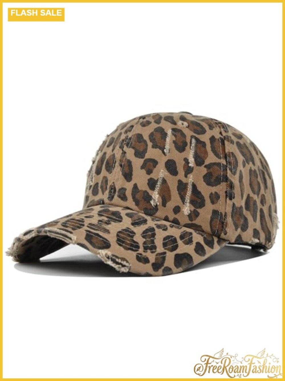 Ponytail Baseball Cap Leopard Print Adjustable Sun Hat Trucker